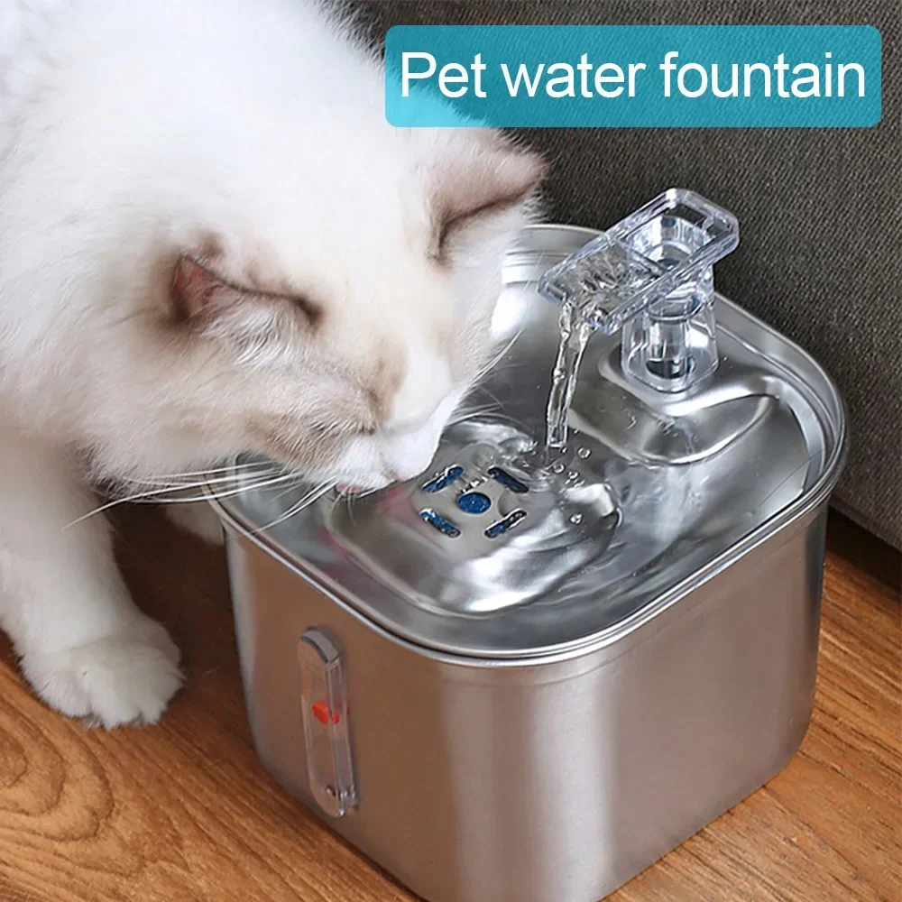 

Cats Water Fountain Stainless Steel Auto Running Cat Water Drinker With Filter Motion Sensor Transparent Pets Drinking Dispenser