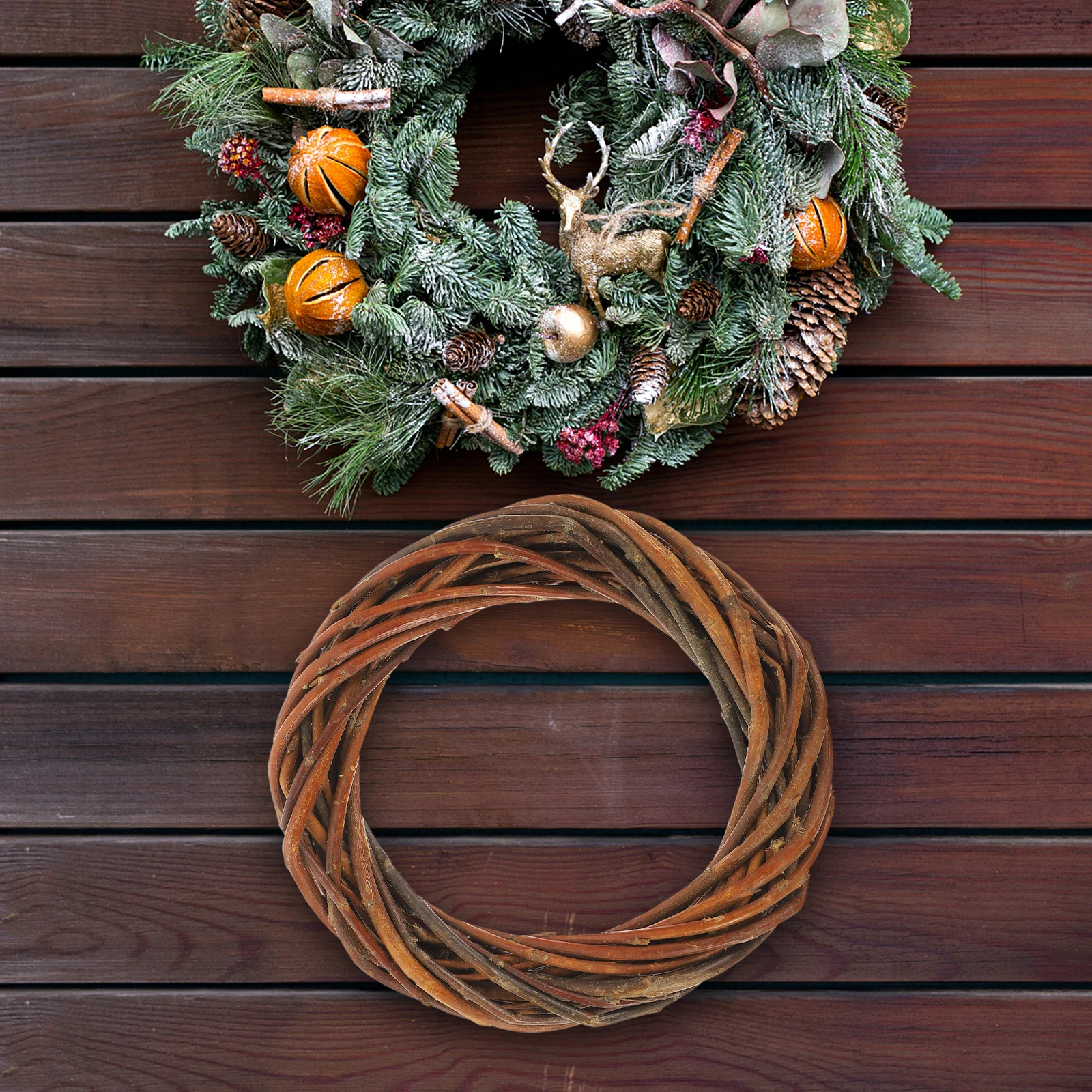 

Wicker Garland Christmas Wreath Braided Indoor Wreaths Crafts Small Willow