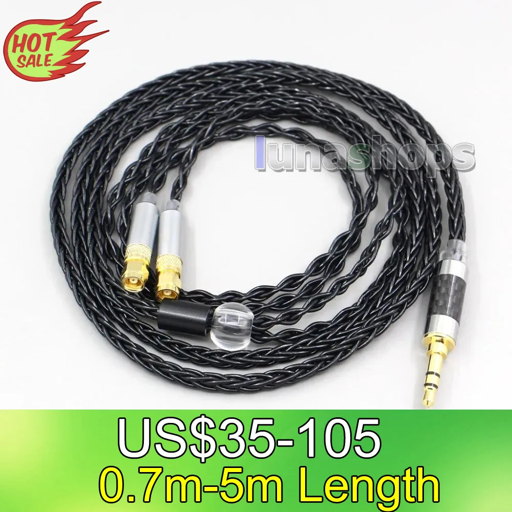 LN006600 2.5mm 4.4mm XLR 8 Core Silver Plated Black Earphone Cable For HiFiMan HE400 HE5 HE6 HE300 HE4 HE500 HE6