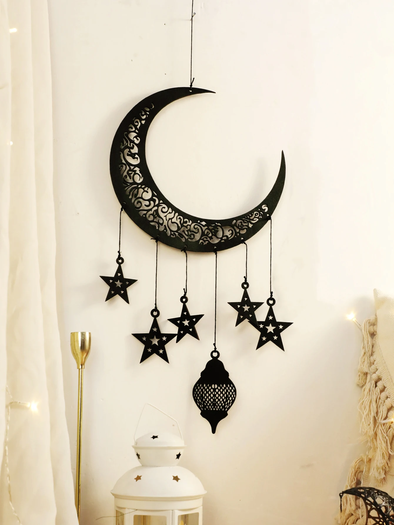 DIY hohle Mond- und Sternlaterne aus Holz – Ramadan-Hängedekoration, islamische Eid Mubarak-Festivaldekorationen, Ornament islamische Geschenke