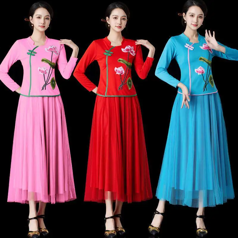 nouveau-modele-de-costume-de-danse-carree-pour-femmes-d'age-mur-et-agees-ensemble-de-performance-de-danse-folklorique-jupe-longue-a-ourlet-large
