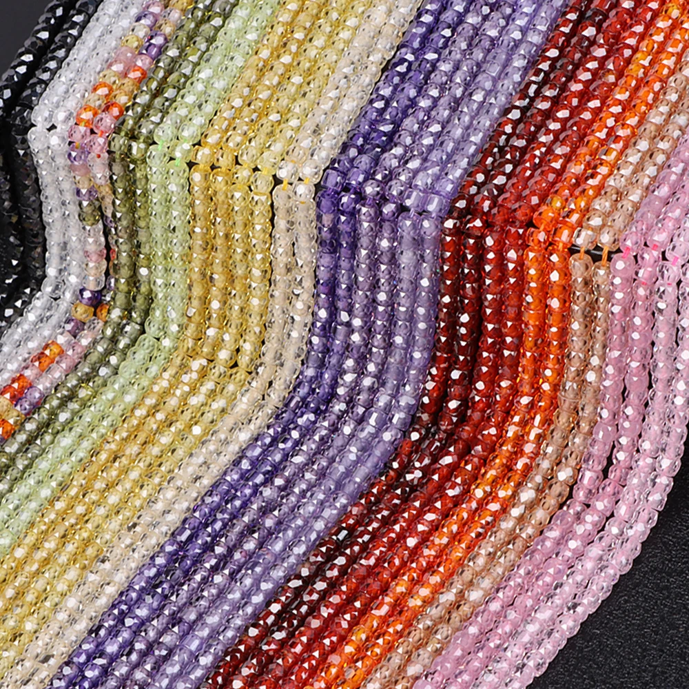 

2x3mm Natural Zircon Rondelle Beads Zirconia Faceted Crystal Zircon Stone Spacer Beads for Jewelry Making DIY Necklace Craft 15"