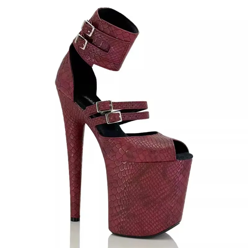 New 20CM Sexy Serpentine High Heel Sandals with Big Fish Mouth Steel Pole Dance High End Women's Shoes
