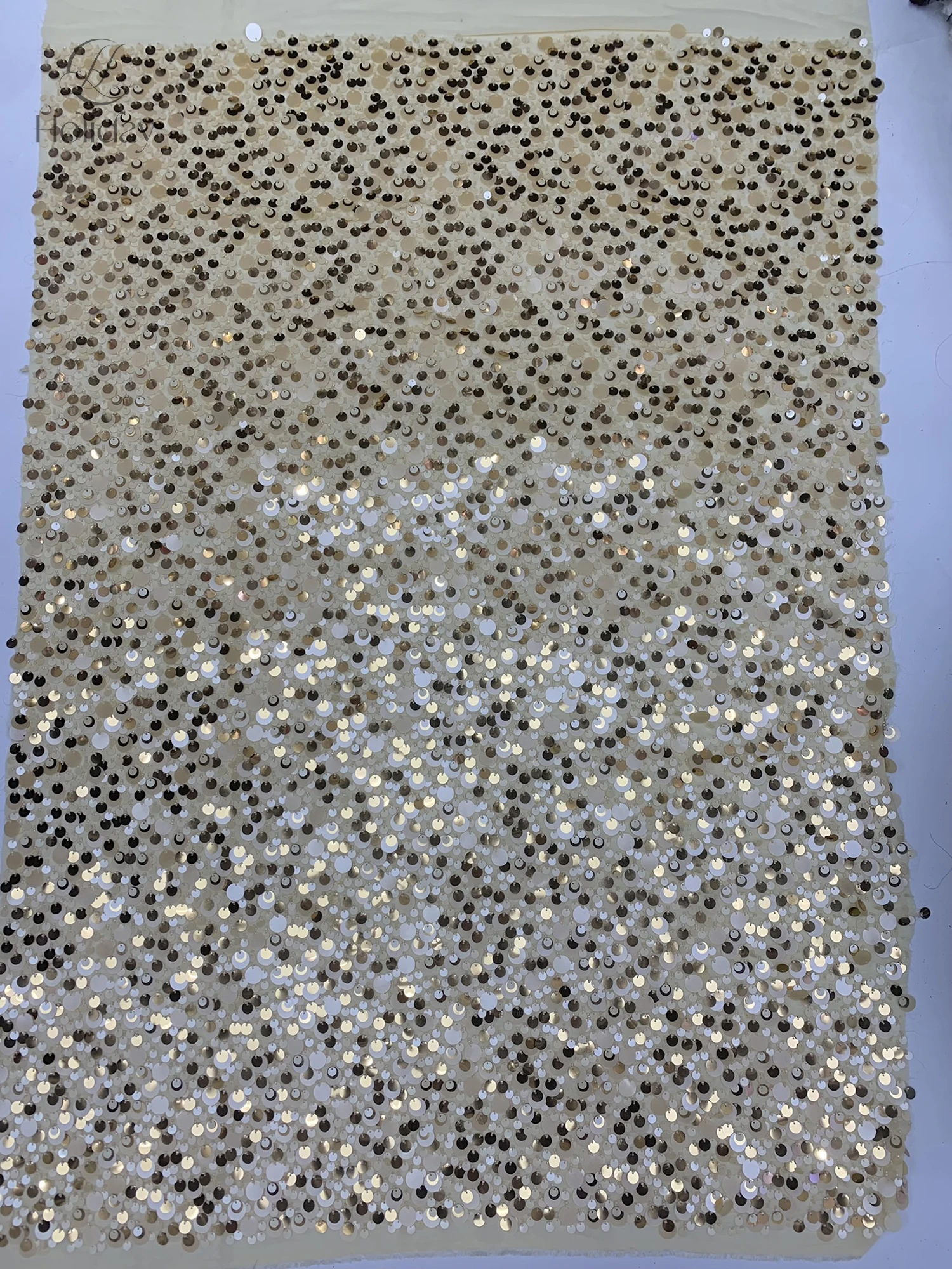 Tessuto di paillettes con perline di lusso, tessuto di fascia alta per abiti da sposa, moda couture, tessuto di pizzo materiale per costumi fai da te