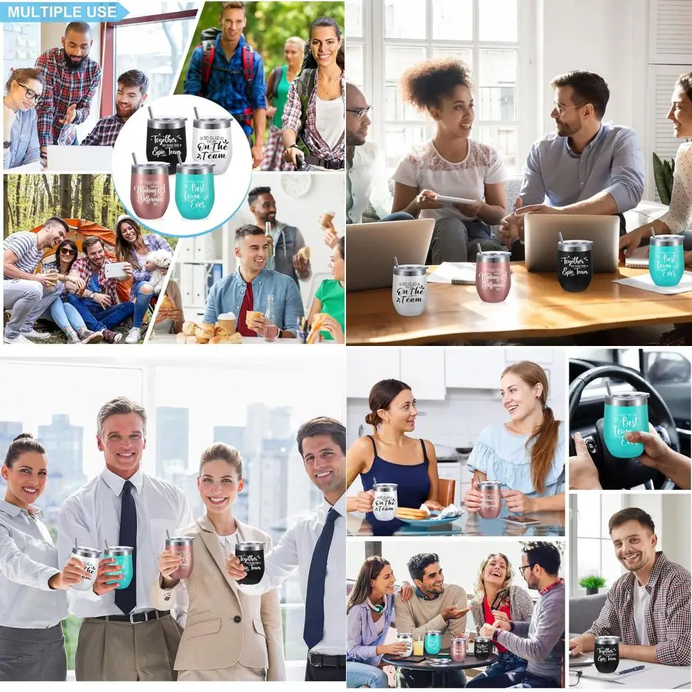 

Bulk 12 oz Stainless Steel Tumblers with Lids and Straws - 20 Pack for Employee Christmas Appreciation