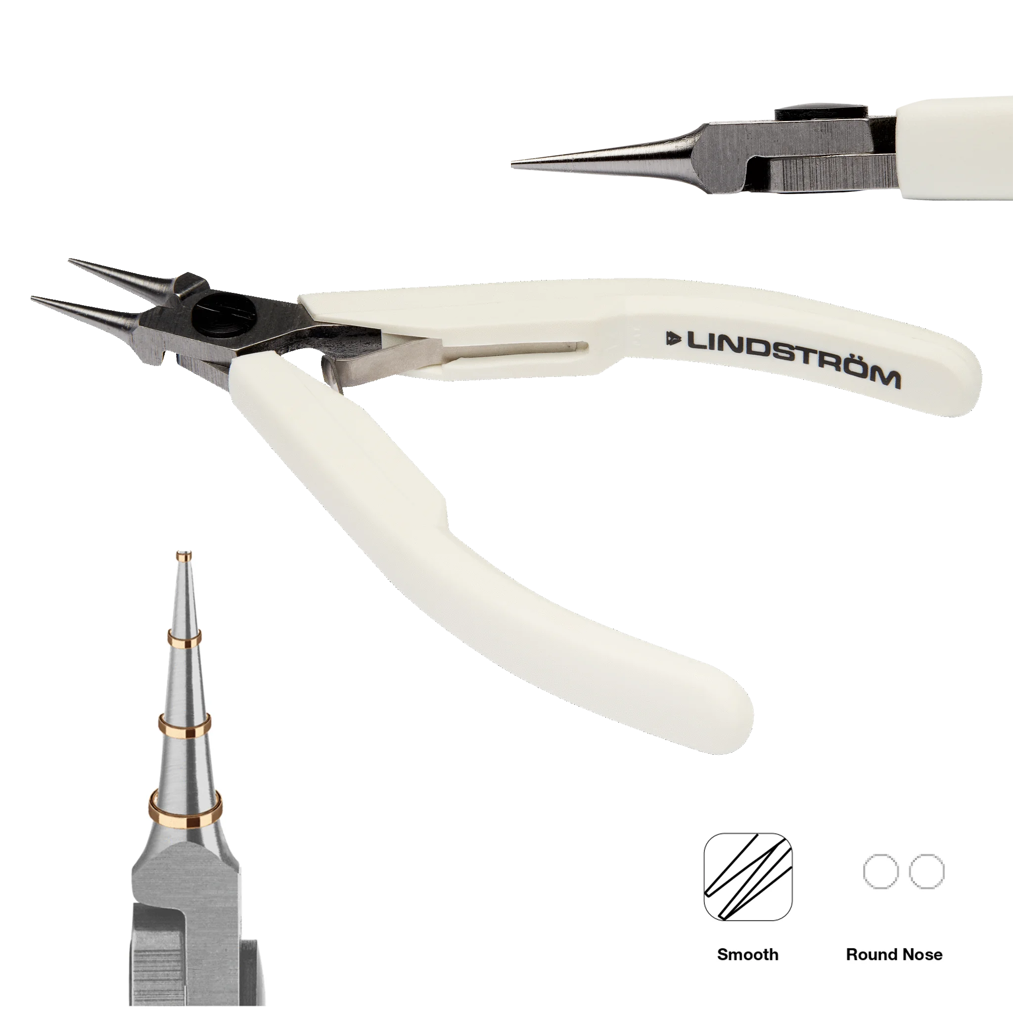 lindstrom-pinze-per-filo-a-punta-tonda-7590-serie-supreme-con-ganasce-coniche-da-70-10mm-per-modellazione-senza-graffi-di-oro-e-argento