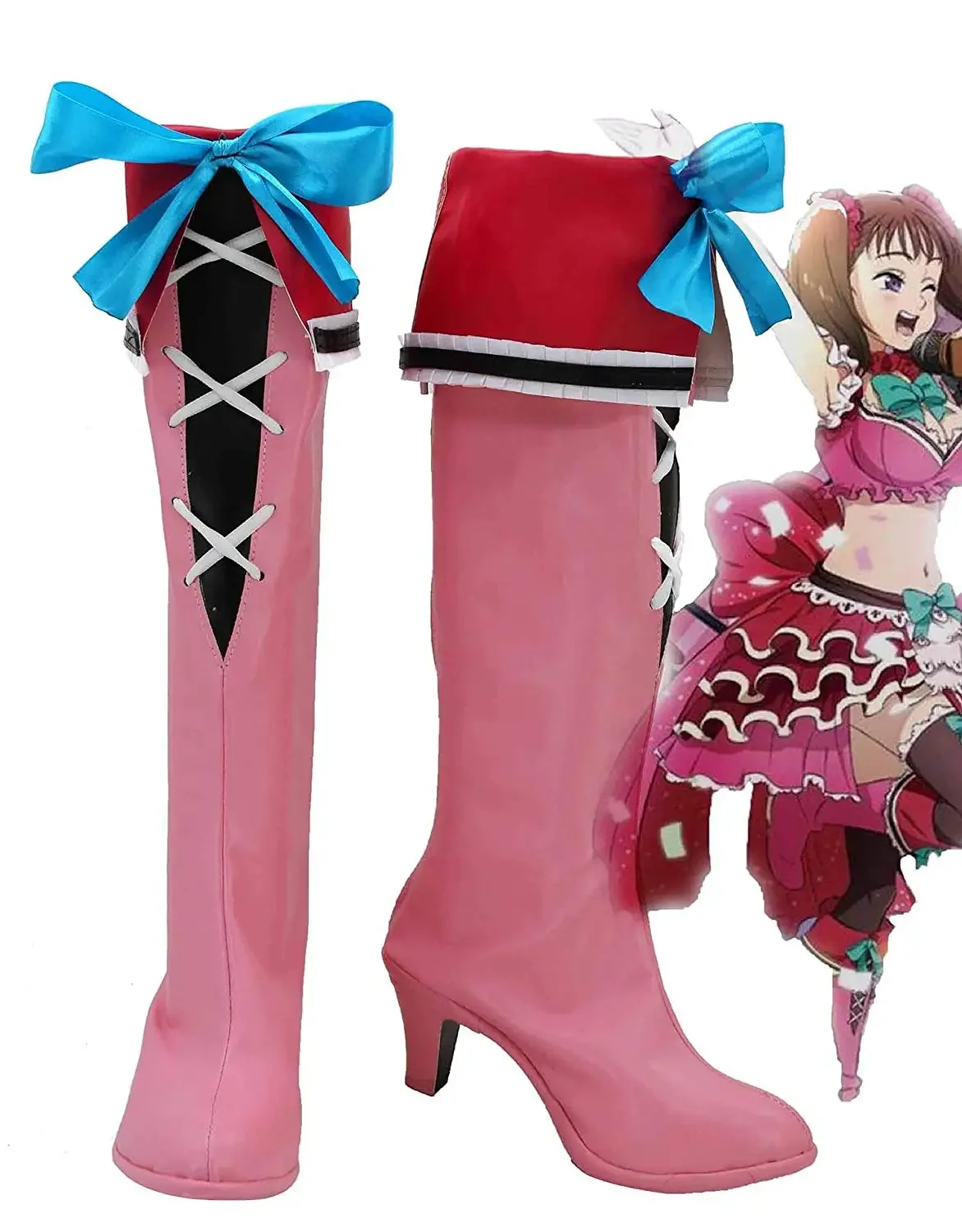 

The Seven Deadly Sins Serpent's Sin of Envy Diane Cosplay Boots Pink High Heel Shoes Custom Made for Unisex Cosplay