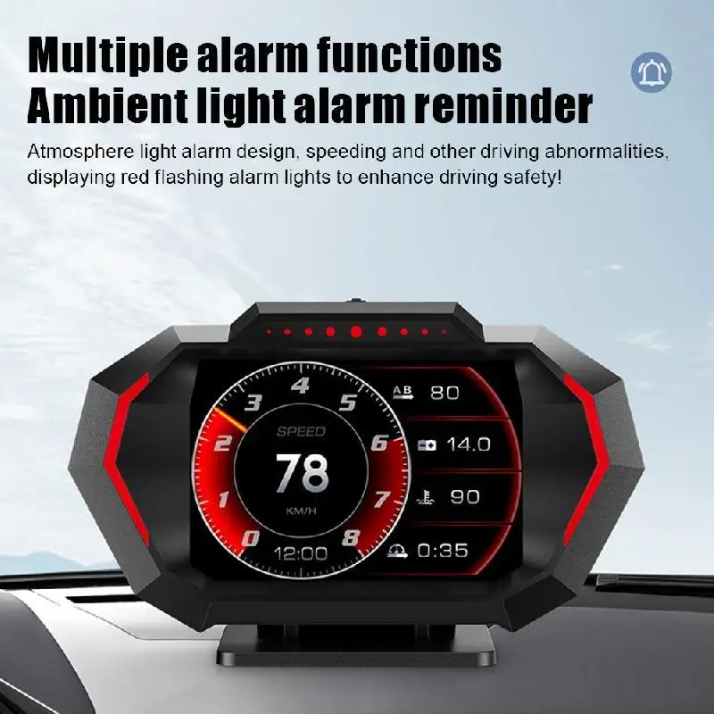 OBD + GPS HUD P24 Car OBD Head Up Display HUD On Board Computer Digital Speedometer Water Temp Fuel Consumption Slope Meter