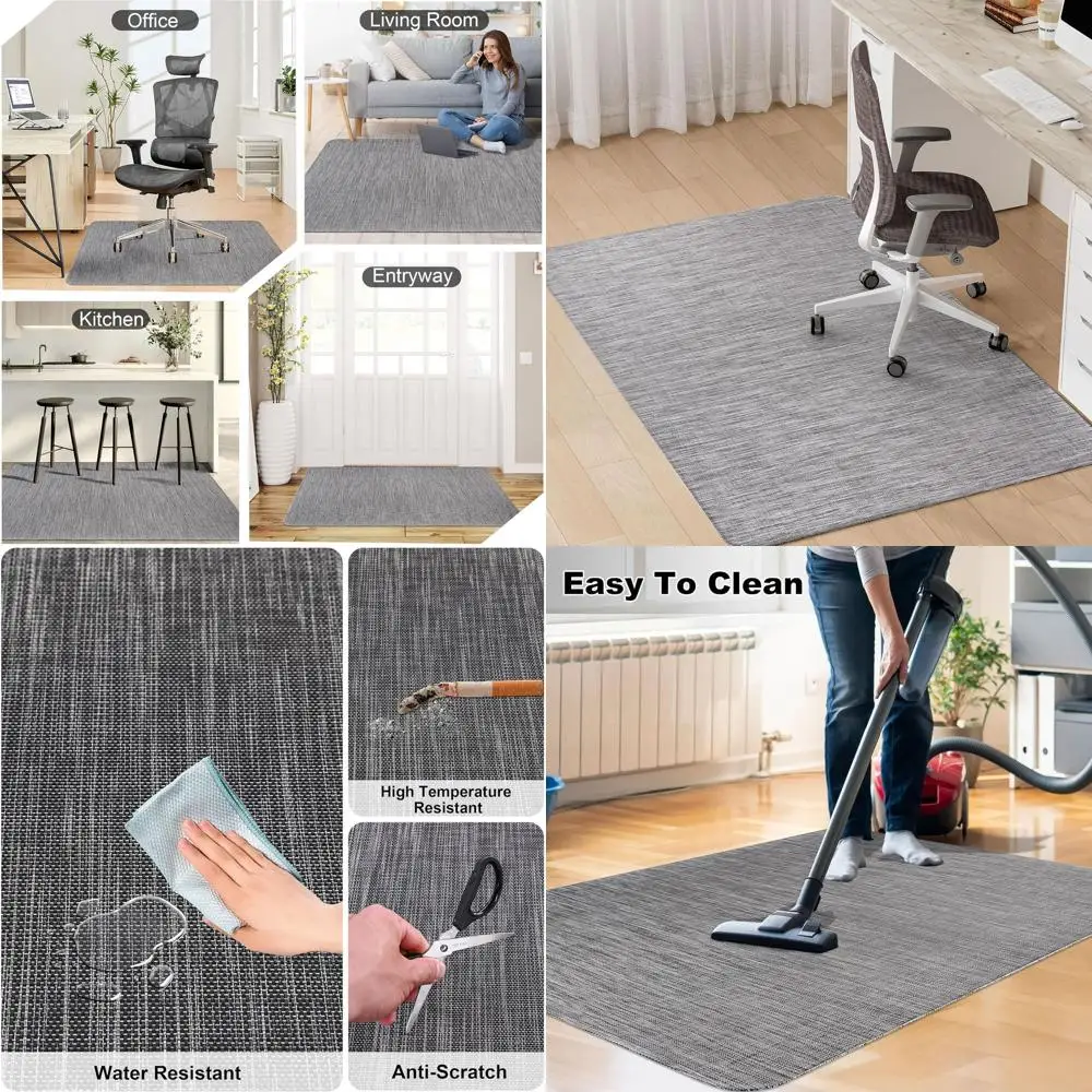 

Настольный коврик для стула для паркетных полов и плитки, 45x53 дюймов, противоскользящий, неизогнутый, защита пола для офисных ковров с низким ворсом