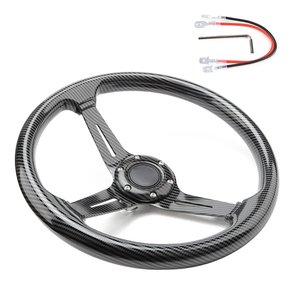 Car Modification Accessories Peach Wood Steering Wheel 350mm Racing Carbon Fiber Steering Wheel Universal