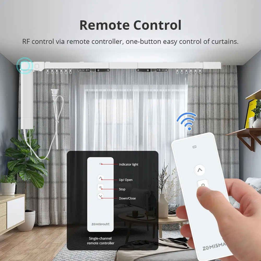 Zemismart Matter Over WiFi Jalur Tirai Geser Listrik dengan Motor Pintar Mendukung HomeKit SmartThings Alexa Google Home APP