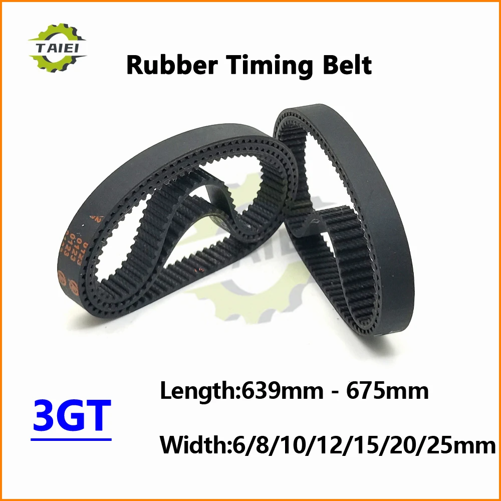 3GT GT3 Synchronous Belt Length 639 645 648 651 654 657 660 663 666 669 672 675mm Width 6-25mm G3M Rubber Timing Belt Drive Belt