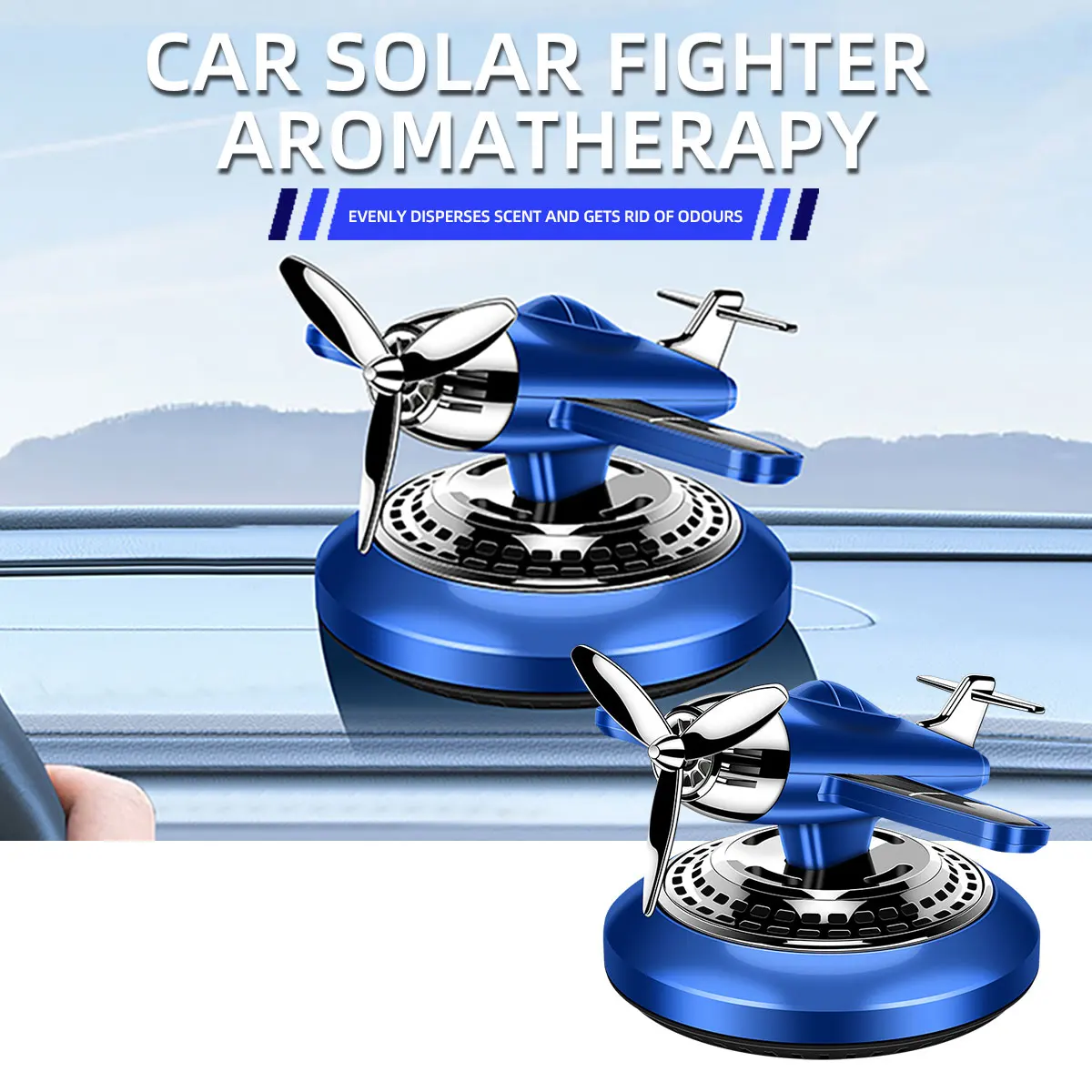 

Solar Car Air Freshener Automatic Rotation Aromatherapy Diffuser Propeller Airplane Styling Auto Interior Decoration Perfume