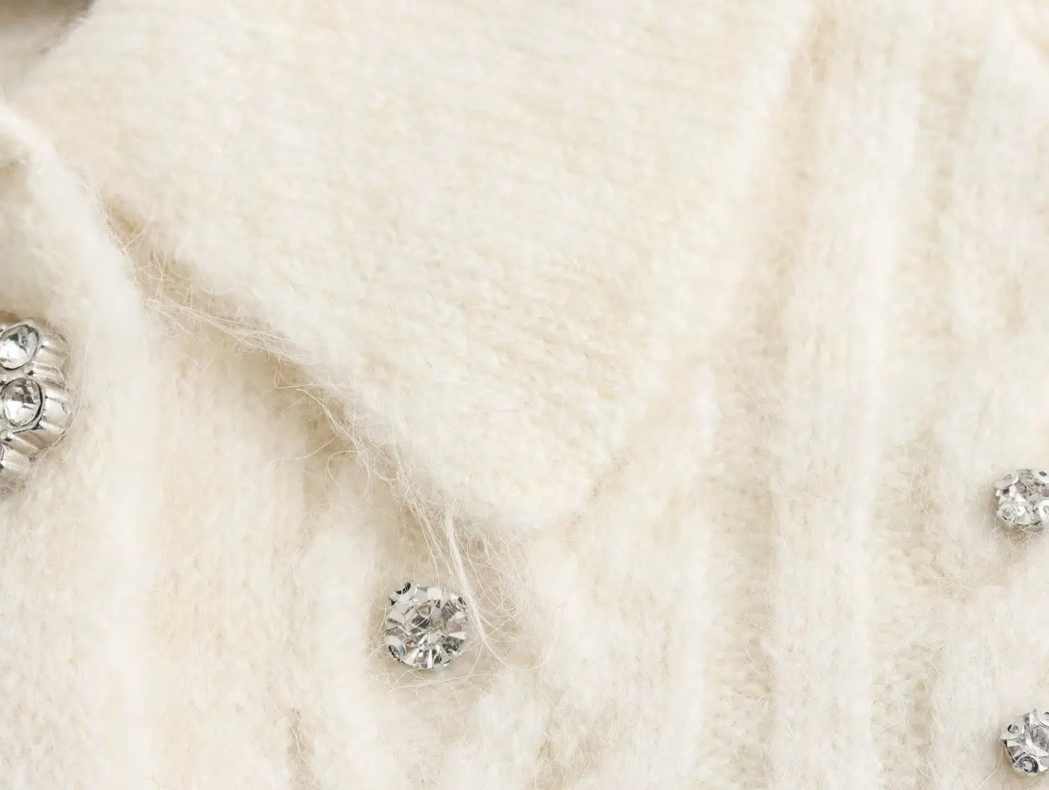 Dave&Di French Fashion Women's Elegant White Knitted  Beaded Jacket Casual Single Breasted Cardigan Women