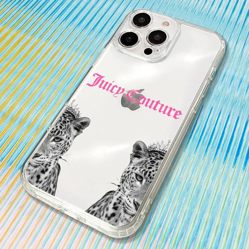Juicy Couture-e Funda de teléfono para iPhone17,16,15,14,13,12,11 Plus,Pro Max Funda transparente suave