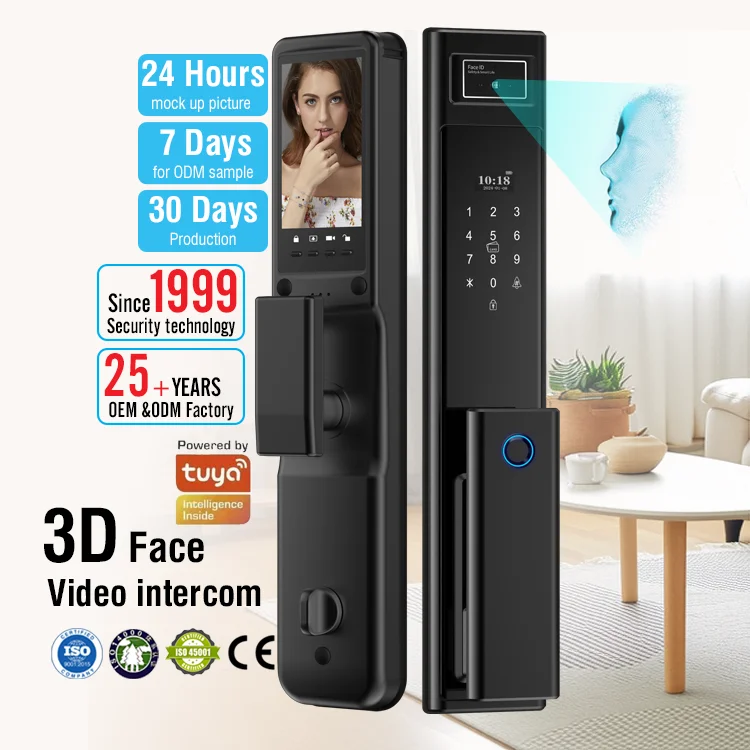 

July008 Tariff Reductior Smart Electric Door Lock Digital Face Recognition Fingerprint Card Password Aluminum for Home Hotel Doo