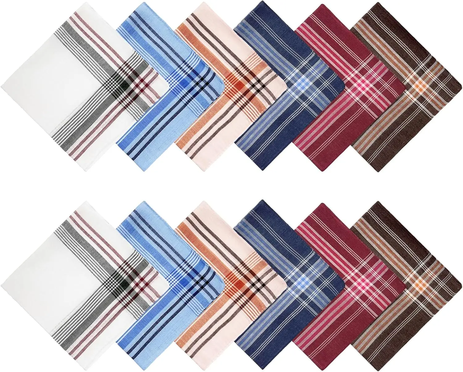 

12 Pack Men's Handkerchiefs Classic Pocket Squares Assorted Colors