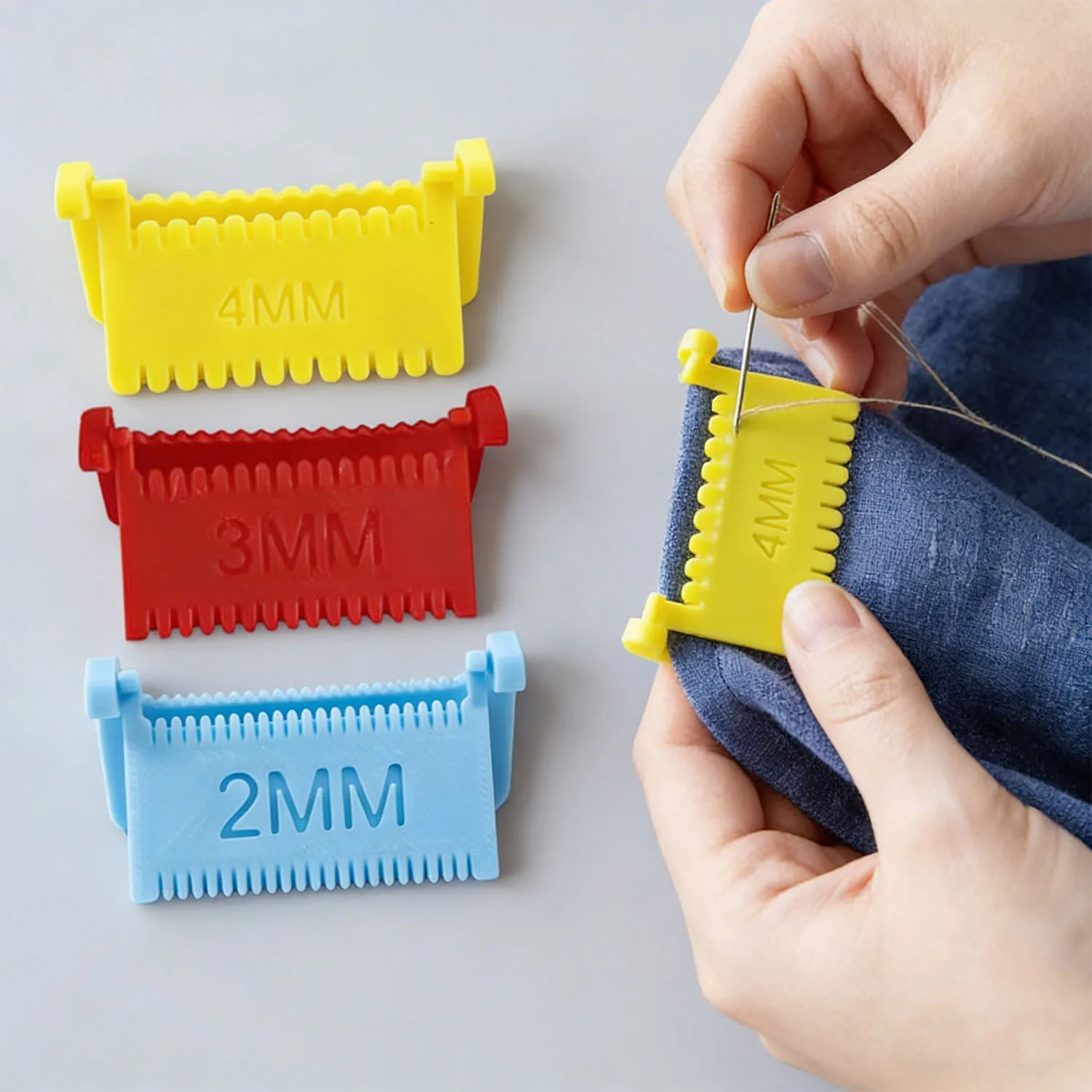 Easy Sewing Guide for Beginners & Seniors - Plastic Hand Sewing Tool with 2mm/3mm/4mm Spacing for DIY Crafting Clip-on Tool