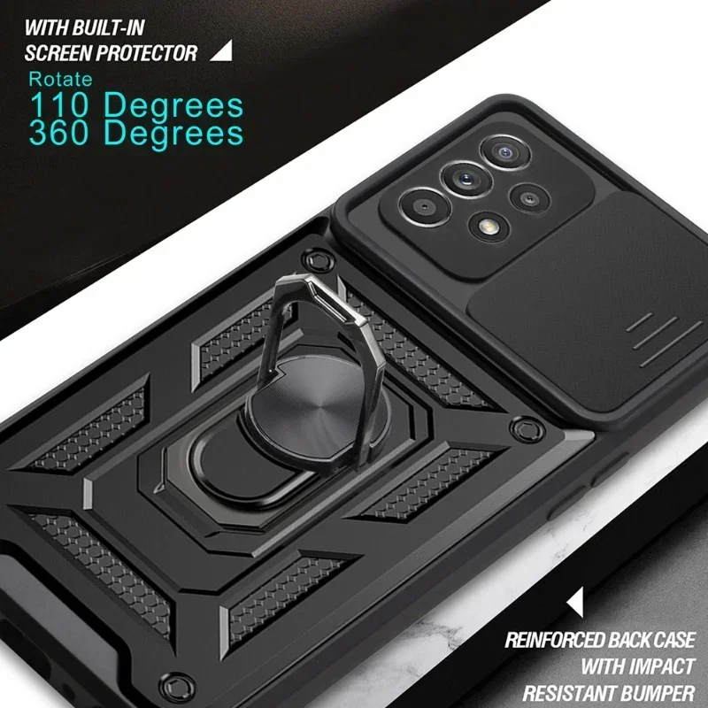 Armor Slide Camera Lens Case for Samsung Galaxy S24 S23 S22 S21 S20 Plus Note 20 Ultra A54 A53 5G S23 S20 FE Bumpers Cover