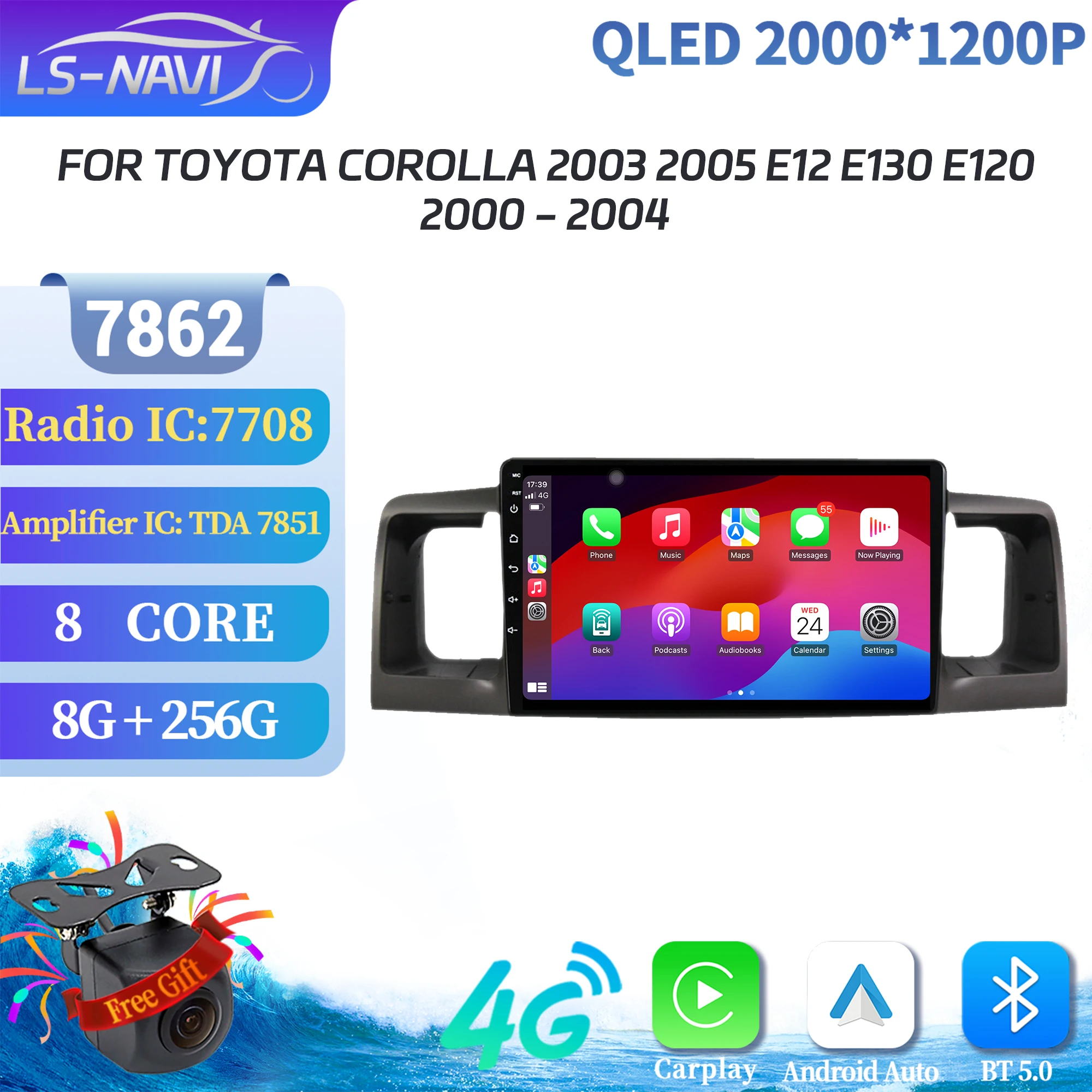 

Android 14 For Toyota Corolla 2003 2005 e12 E130 e120 2000-2004 Car Radio Navigation Multimedia Wireless Carplay 2K QLED Screen