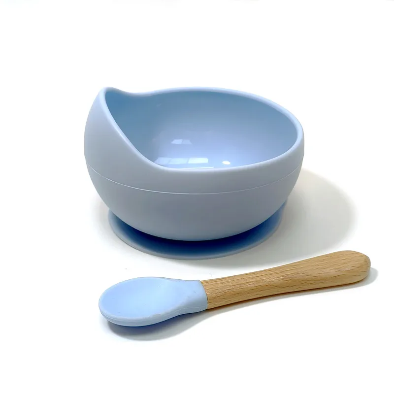 High Quality Spill-proof Silicone Feeding Bowl Baby Tableware Children's Dinner Spoon Food Grade Silicone Baby Silicone Tablewar image 4