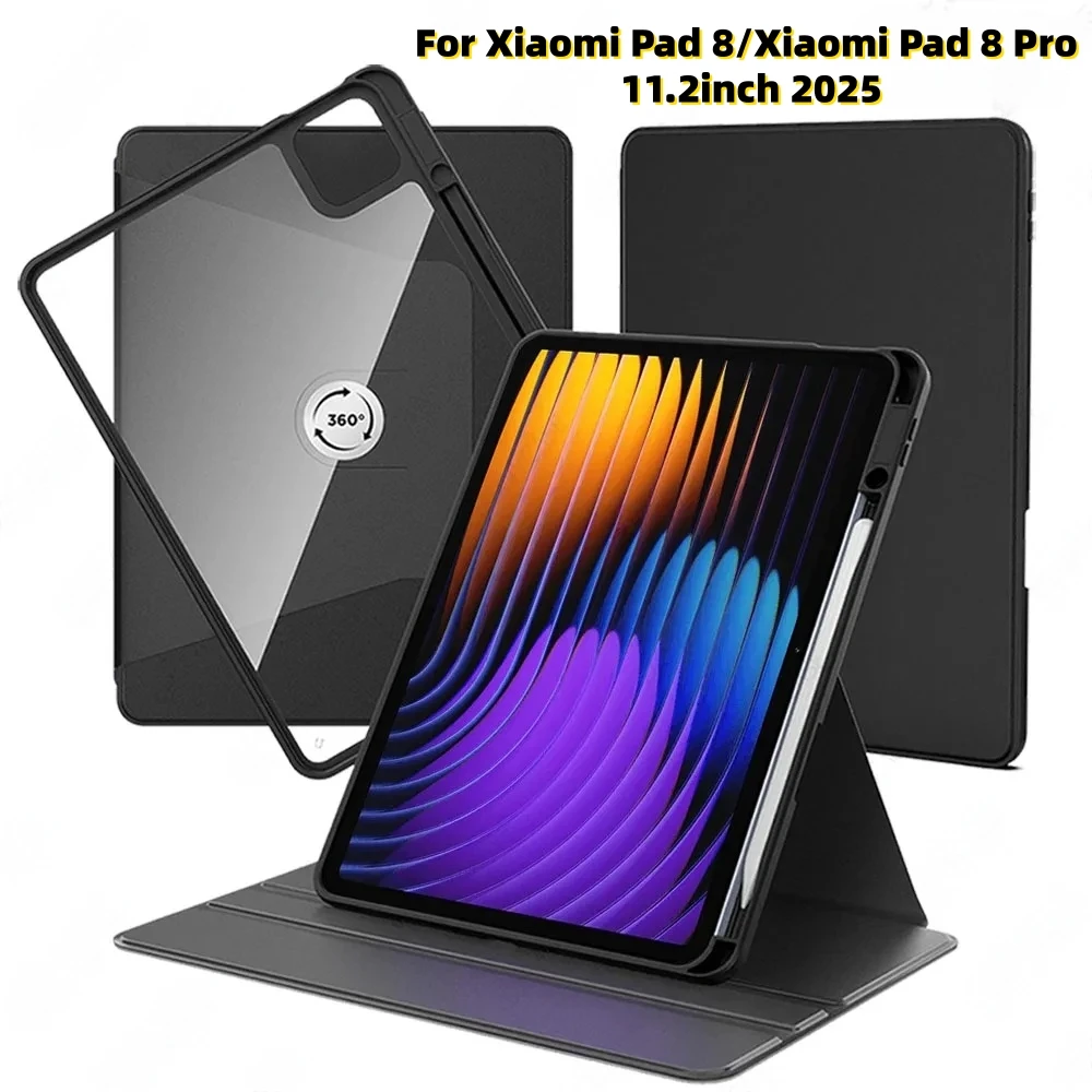 

Для Xiaomi Pad 8/Mi Pad 8 Pro 11,2incn/Xiaomi Pad 7/MiPad 7 Pro, акриловая задняя крышка, вращающаяся на 360 градусов подставка, чехлы для планшетов