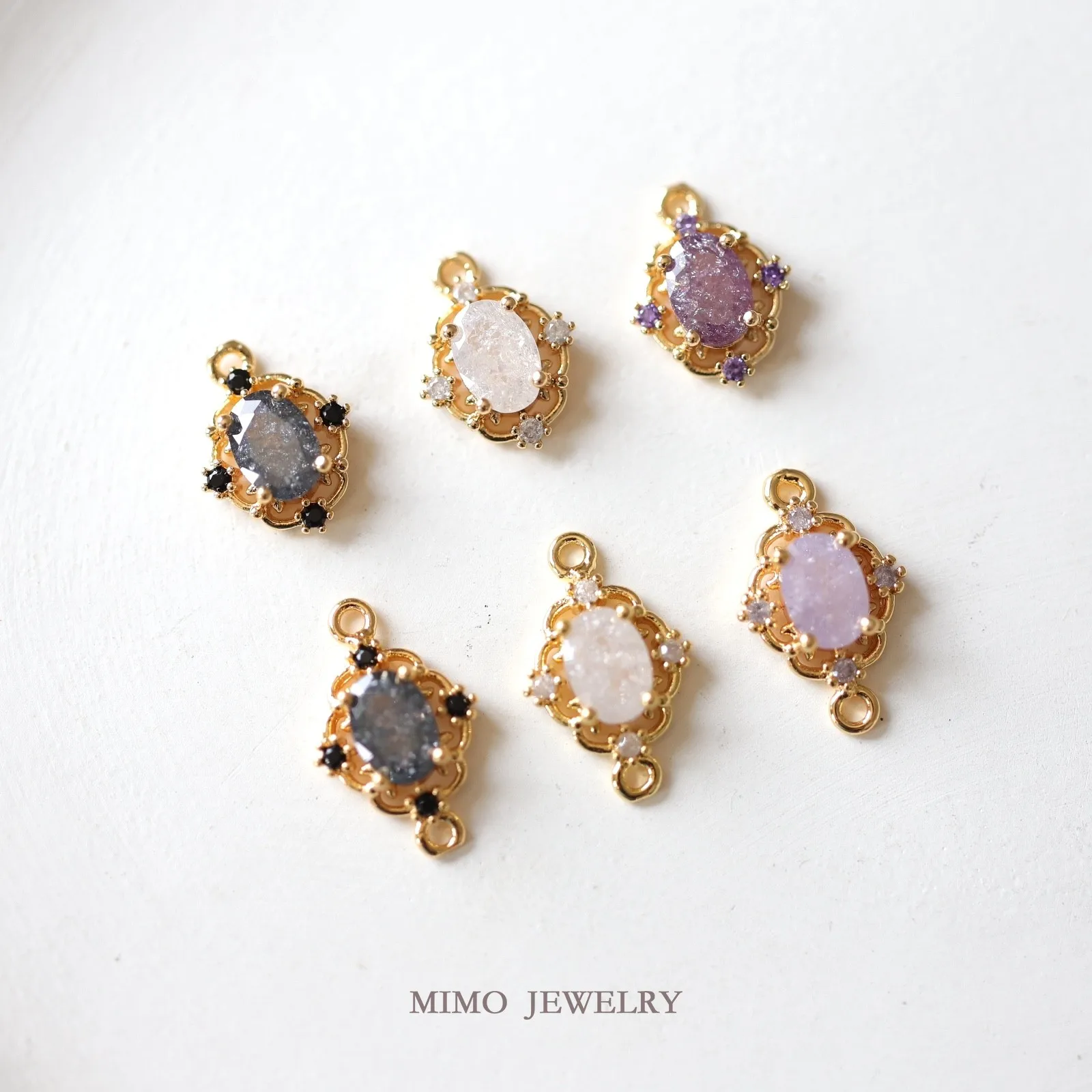 

Retro Hollow Lace Ice Flower Zirconium Single and Double Hanging Charms Pendant Supplies DIY Hand Brass Gold Plated Accessories