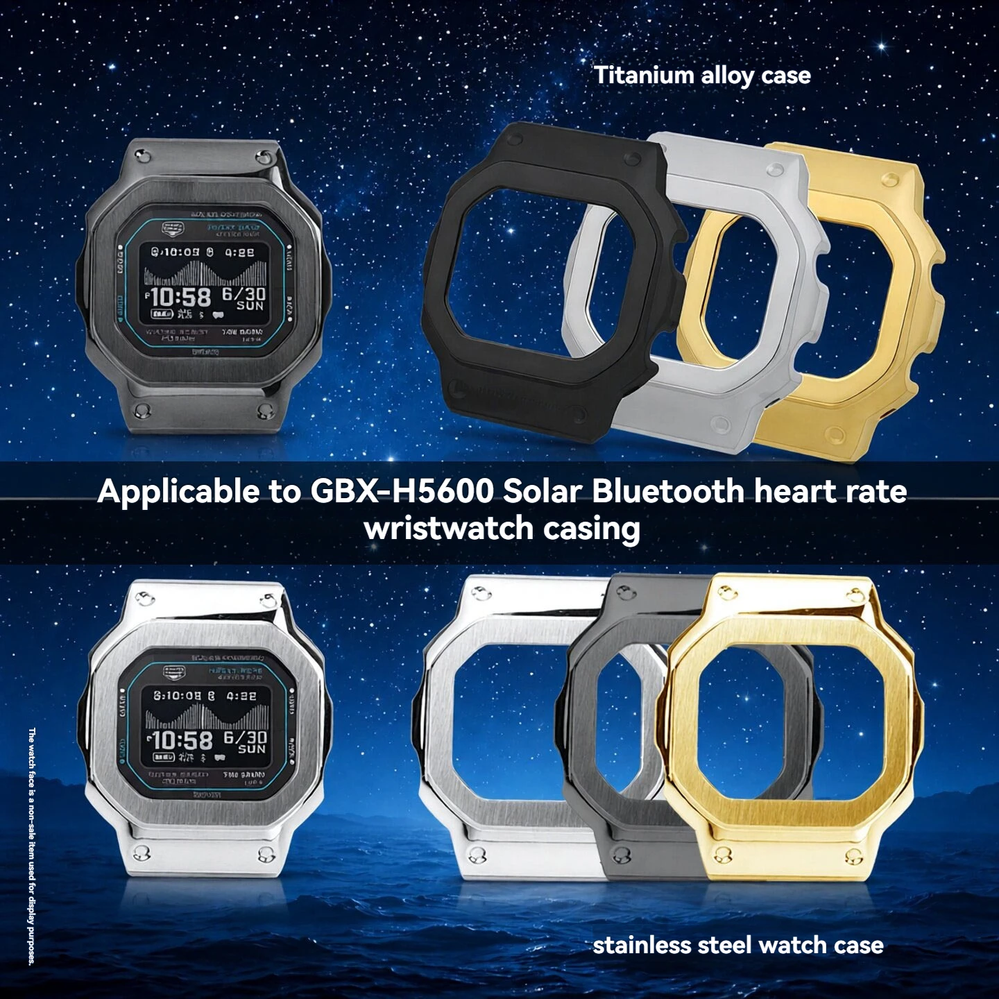カシオ-g-shock-ソーラー-ブルートゥース-ハートレートウォッチ-gbx-h5600：アップグレードされたチタン合金製ウォッチケース、ステンレススチール製ケース