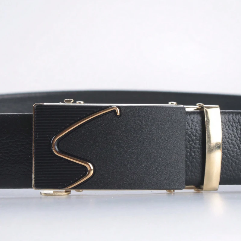 メンズPUレザーベルト,カジュアル,フォーマル,自動バックル付き