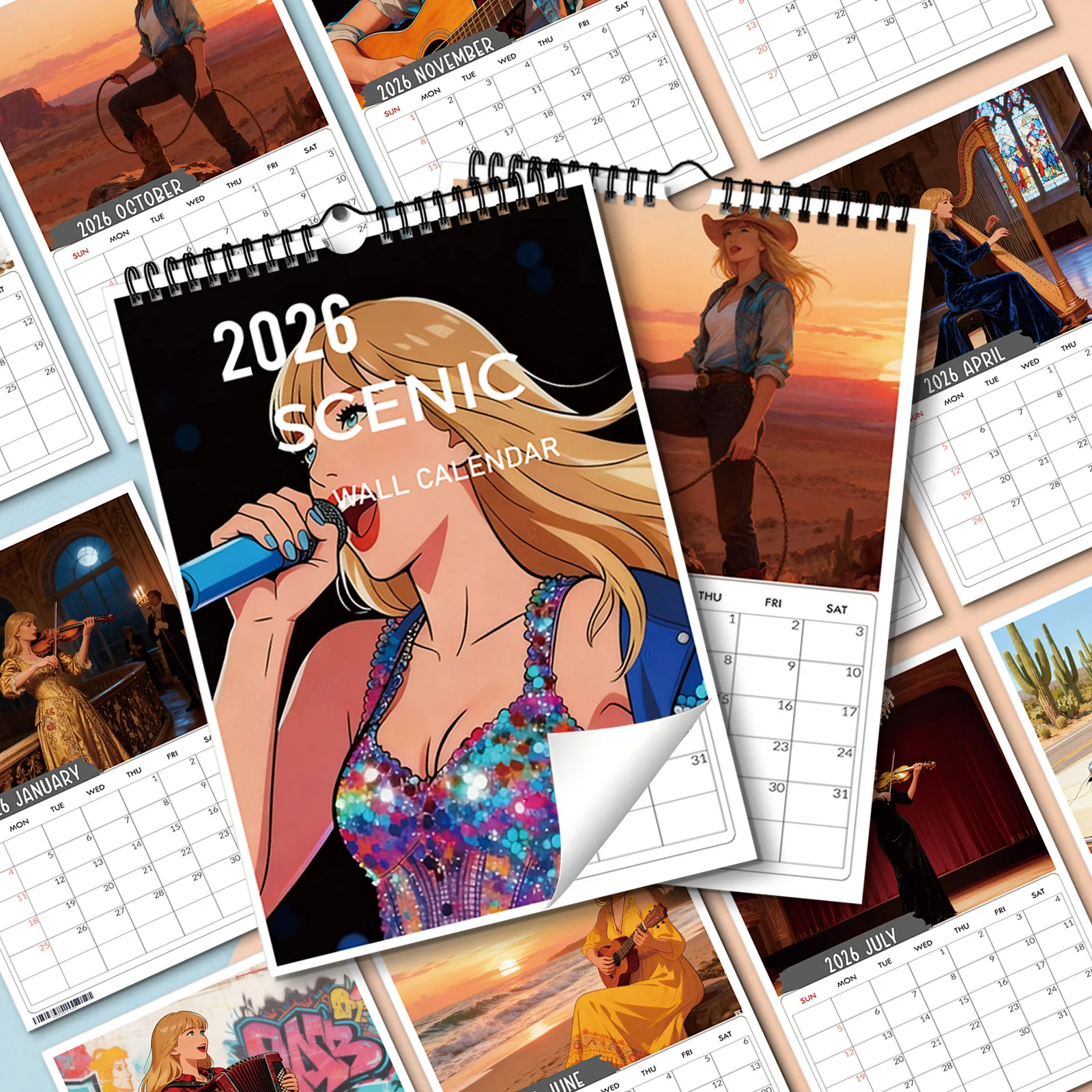 

1PC Vibrant Anime Female Singer Themed Calendar, Suitable For Home Decor, Ideal For Anime Music Lovers, Perfect New Year Gift