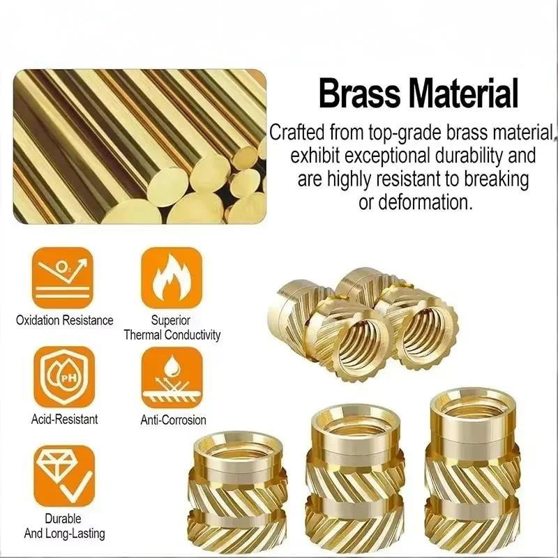 النحاس مخرش إدراج الجوز M1 M1.4 M1.6 M1.7 M2 M2.5 M3 M4 M5 M6 M8 تذوب الحرارة صب تضمين النحاس لحقن المعادن البلاستيكية #3