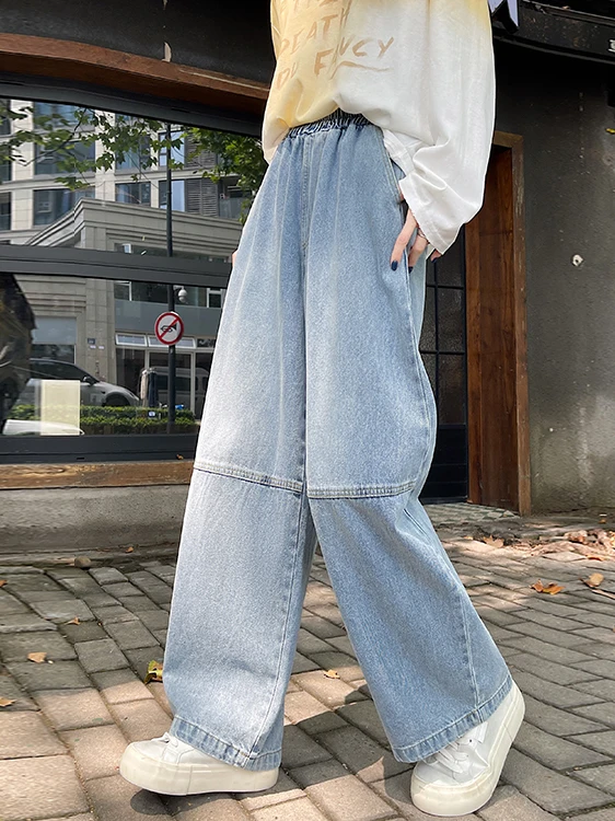 

Повседневные свободные женские джинсы 2026 года, новинка, с высокой талией, прямые, однотонные, для города, весенние, 100% хлопок, универсальные, модель Knife