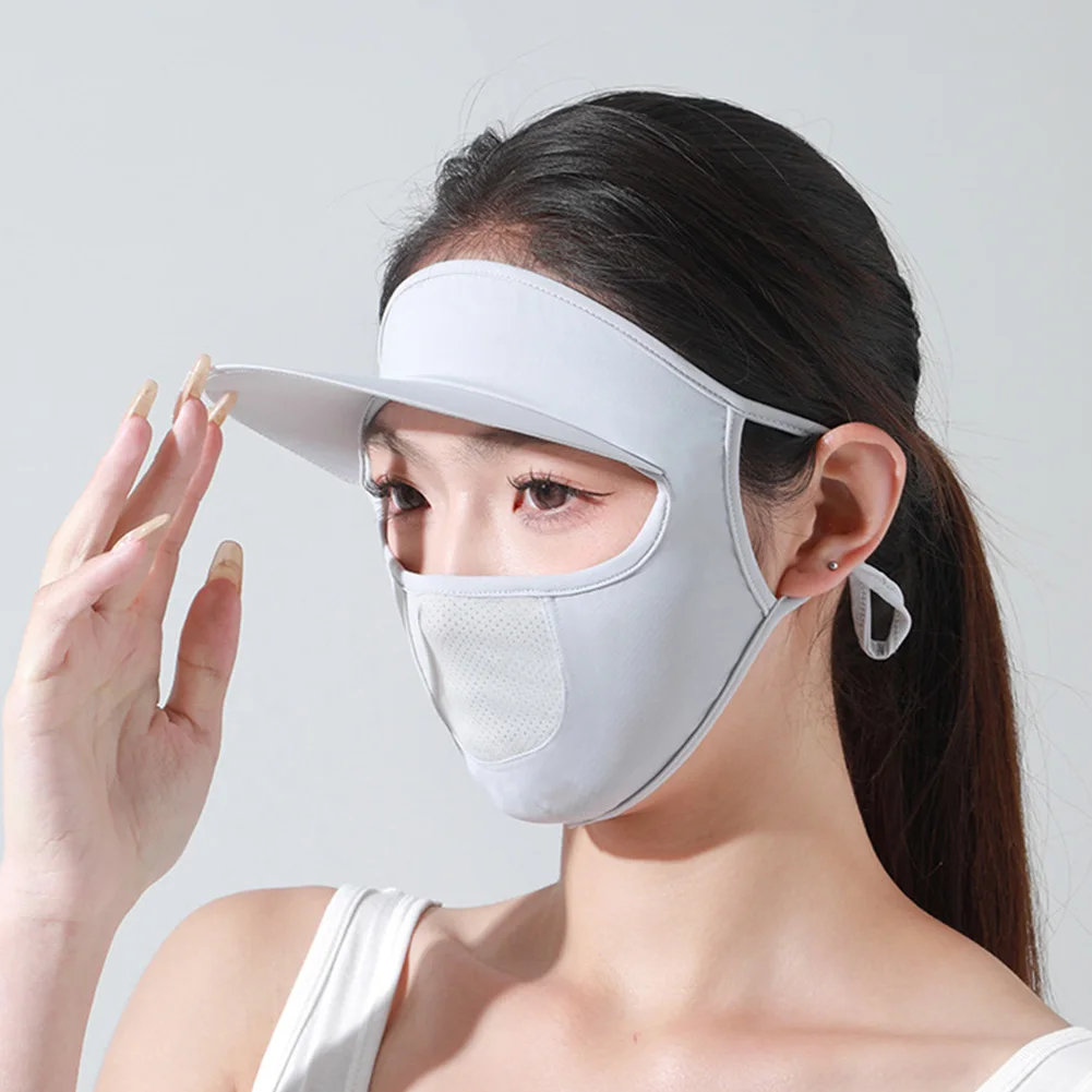 Women Ice Silk Sun Mask Adjustable UV Protection Face Cover Outdoor Sun Hat Sun Protection Hat for Outdoor Sports