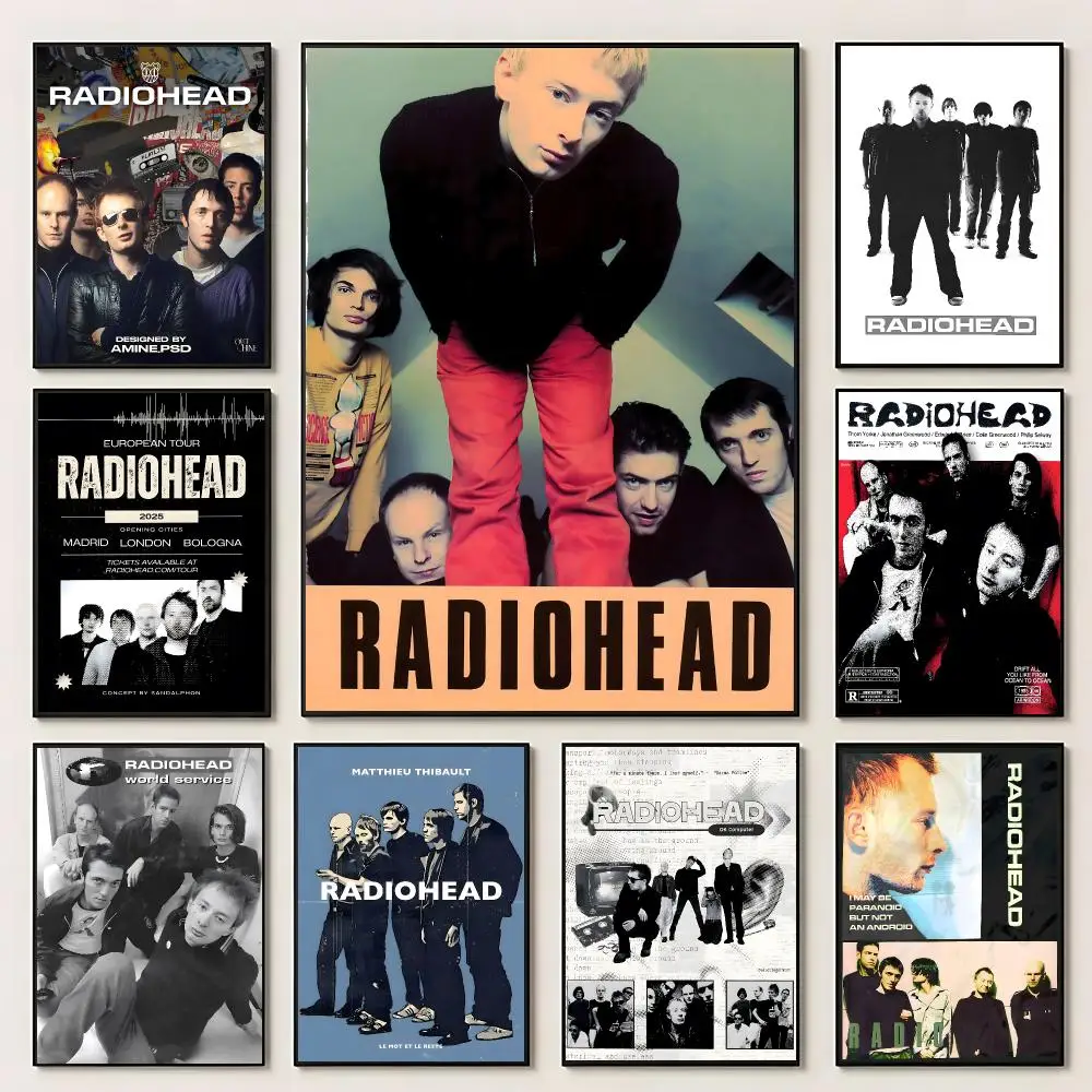 Band Radiohead Poster Self‑Adhesive Waterproof PP Poster Coffee House Bar Wall Art Sticker Room Home Decor