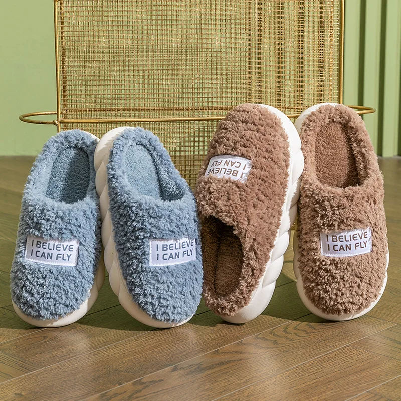 

Brand Home Cotton Shoes Slides Women 2022 New Winter Women Couples Non-Slip Plush Thick Cotton Indoor Designer Ladies Warm Shoes