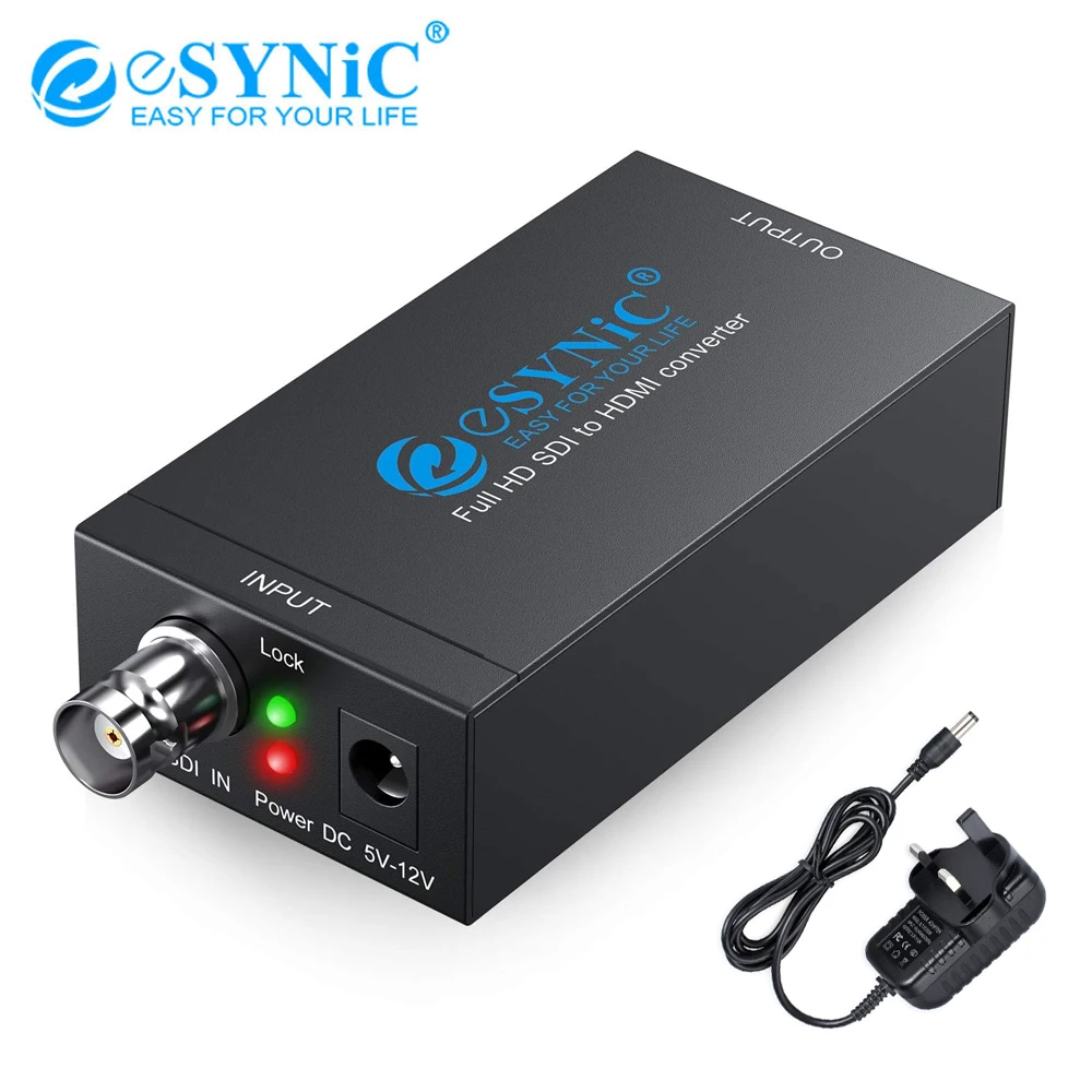 

eSYNiC SDI to HDMI Converter Full HD 1080P Supports HD-SDI SD-SDI 3G-SDI Signals for SDI Camera HDMI Monitor HD TV Projector