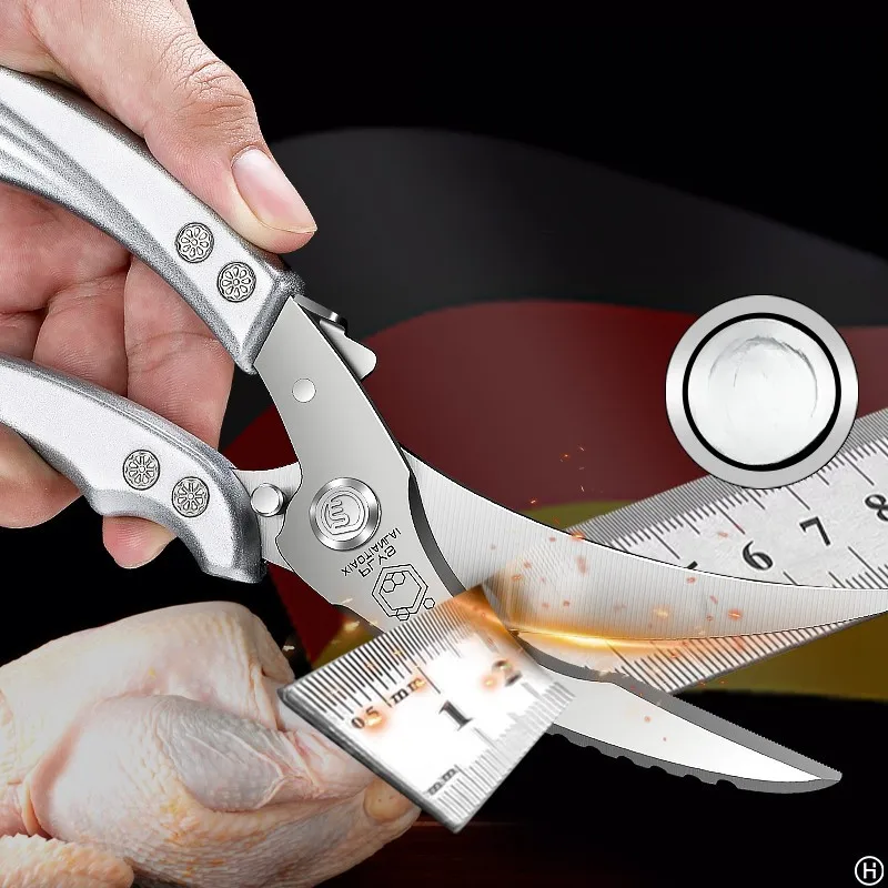 Versatile Stainless Steel Kitchen Scissors: Ergonomic, smart design, easy-to-clean cooking and grilling scissors