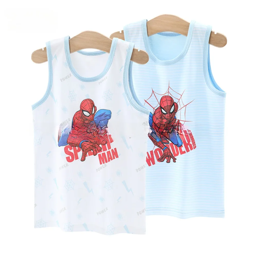 Chaleco de Spiderman para niños, camiseta sin mangas para adolescentes de 3 a 14 años, ropa interior de verano, 2 piezas