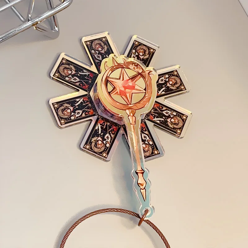 Sakura Acryl Laser Anhänger Cosplay Anime Klar Card Captor Rotierenden Zauberstab Schlüsselbund Halloween Party DIY Decor Fans Geschenke – Detail 6