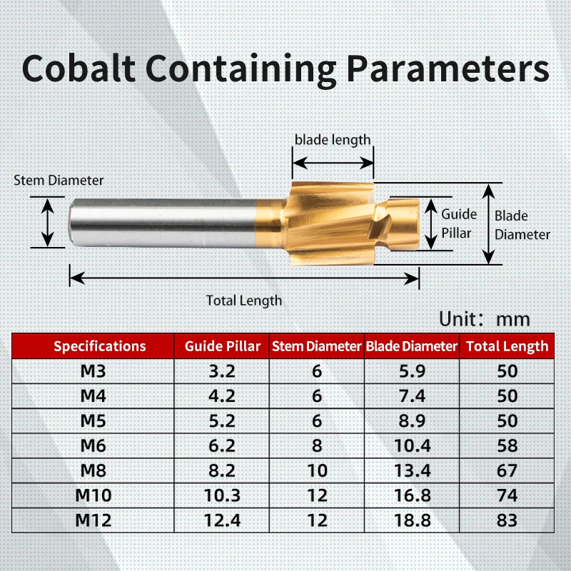 HSS Counterbore Milling Cutter M35/6542 With Cobalt Full Ground M3M4M5M6M8M10M12M14M16 Pilot Slotting Tool Countersink End Mills
