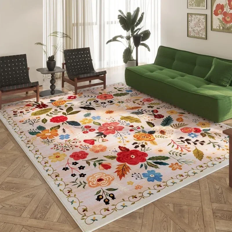 

Retro Floral Carpet for Living Room Large Area Sofa Coffee Table Plush Floor Mat Fashionable Bedroom Bedside Non-slip Rug Ковер