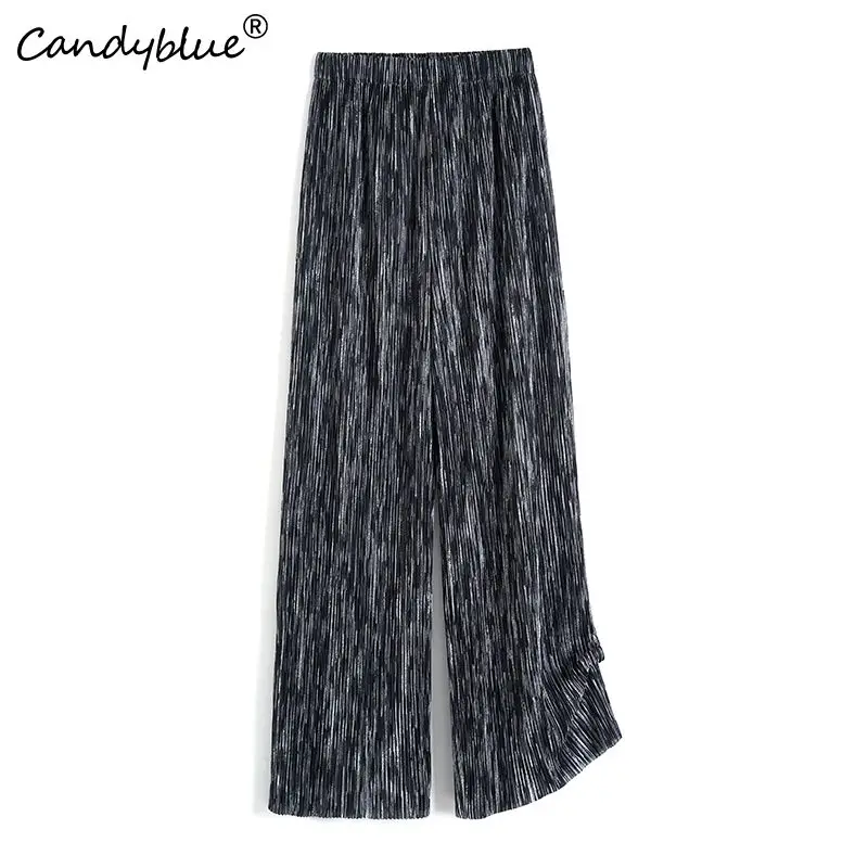 Wide-leg Trousers Thin Style Spring And Summer New High Waist-drape Feel Casual Loose Straight Cylinder Tie-dyed Pants For Women