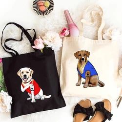 Funny Dog I Love Mom Print Shoulder Bags Women Canvas Tote Reusable Recycle Bag Eco Shopping Bags with Handbags Supermarket Bag