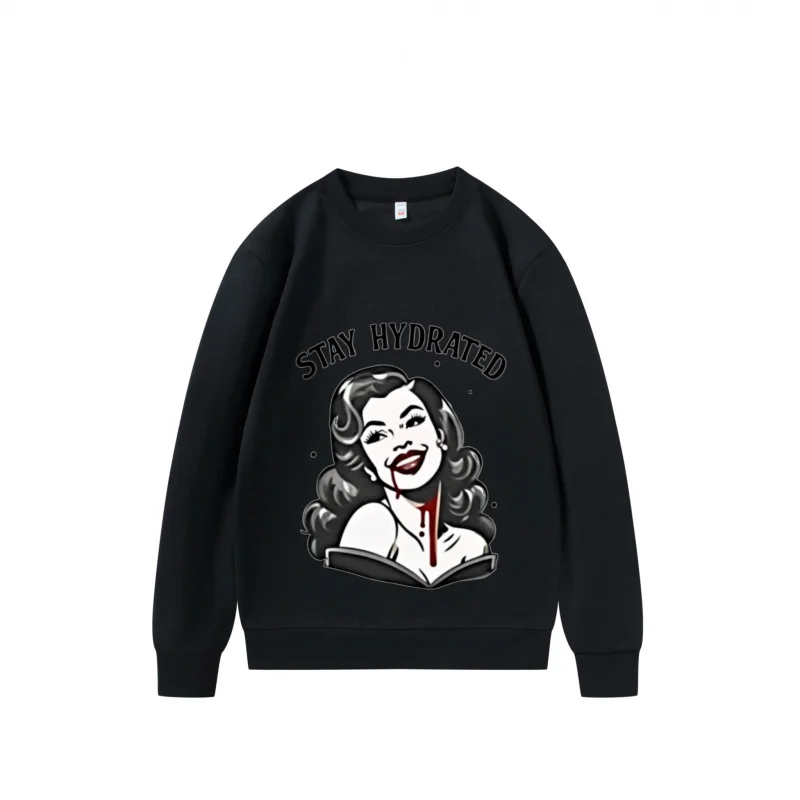 سويت شيرت رجالي Stay Hydrated Woman قراءة كتاب عمل فني تصميم ممتع طباعة قماش قابل للتنفس