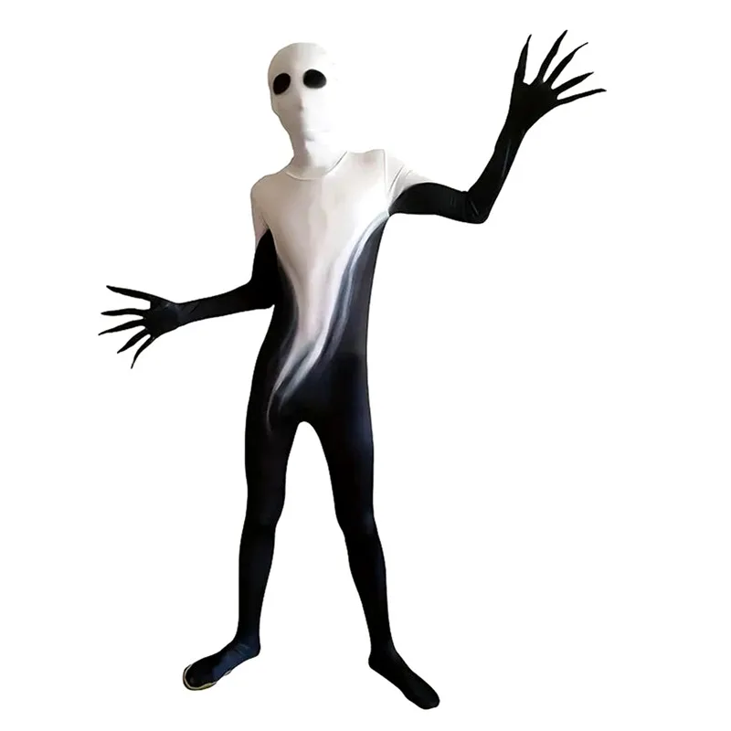 Mens Womens Halloween Skeleton Costume Full Body Jumpsuit with Scary Mask for Party Performance Adult Horror Character Performan