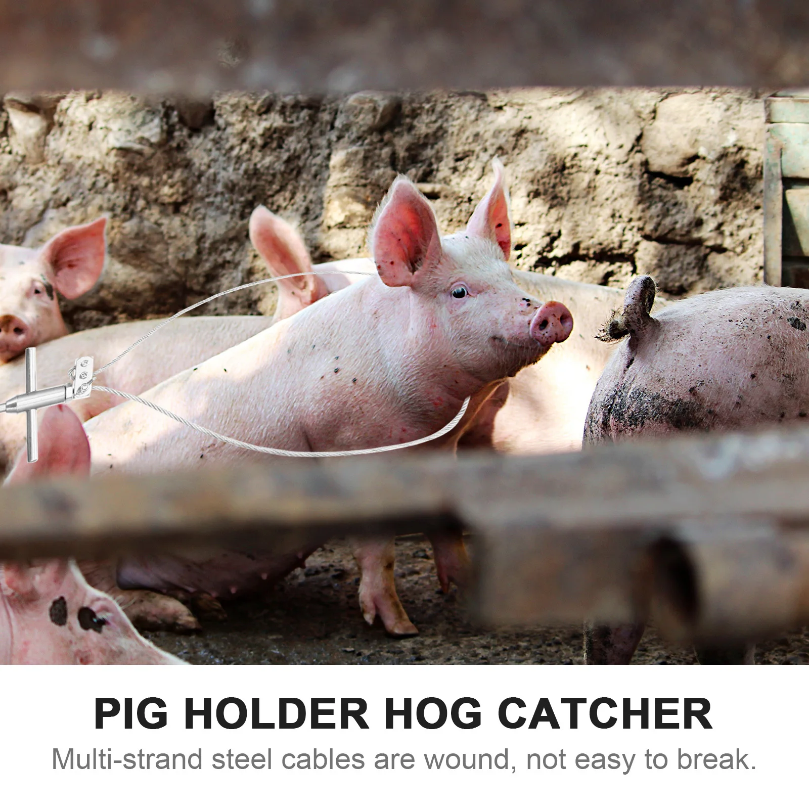 

Adjustable Stainless Steel Pig Holder Catcher Portable Self-Locking Pig Trap Farm Accessories Multi-Strand Steel Cable Durable