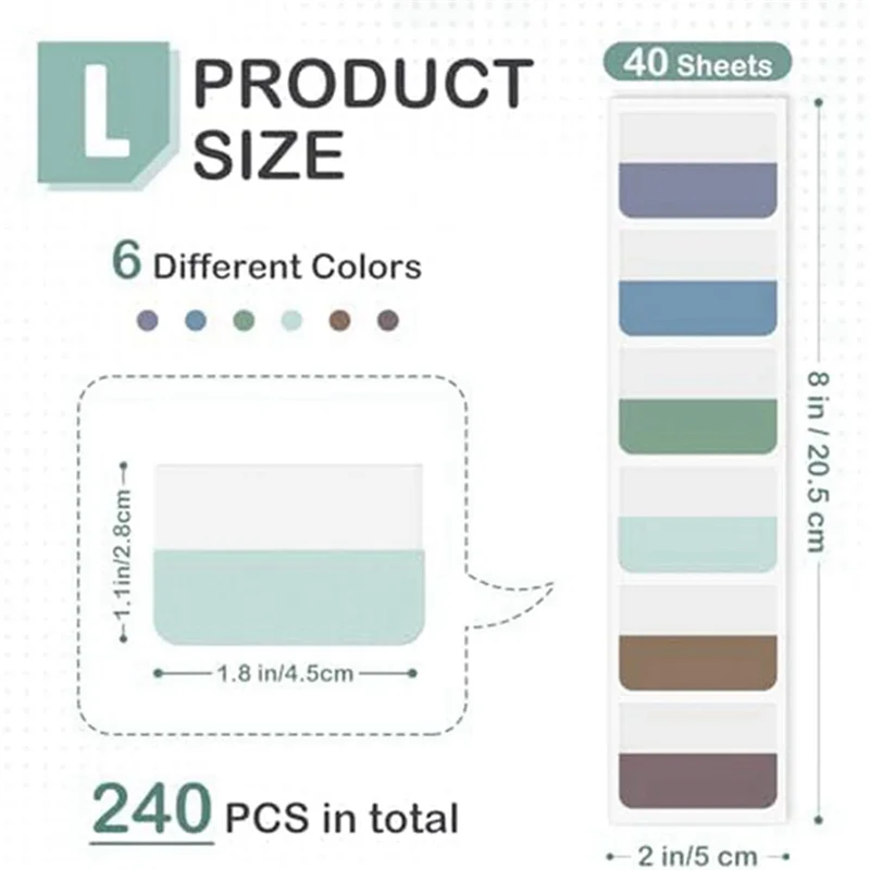 A19E-Sticky Index Tabs Multicolor Self-Adhesive Book Tabs Writable Page Tabs Transparent For Notebooksfiles