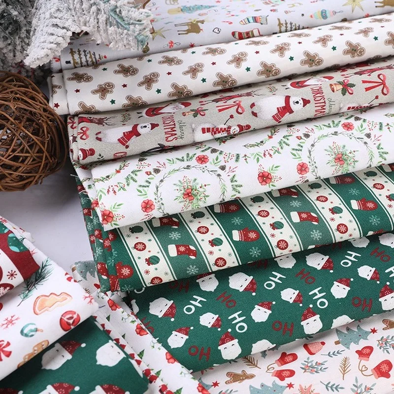 145x50cm  Cotton Digital Active Direct Injection Printing Christmas Fabric, Handmade DIY Clothing Home Decoration Sewing Cloth