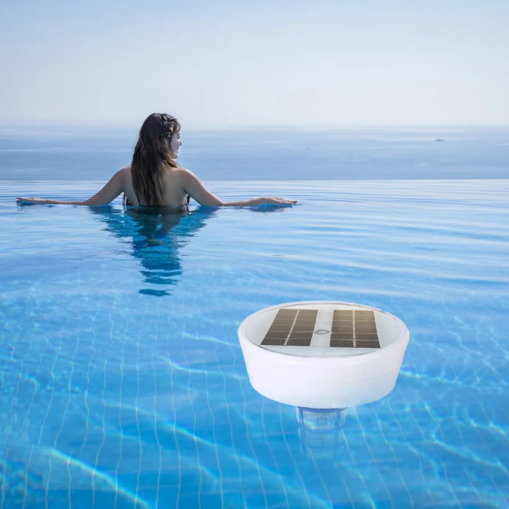 Chlorine-Free Sun Shock & Water Purifier 85% Less Chlorine Solar Copper Pool Ionizer Auto Switch RGB Night Light Up To 35000 Gal