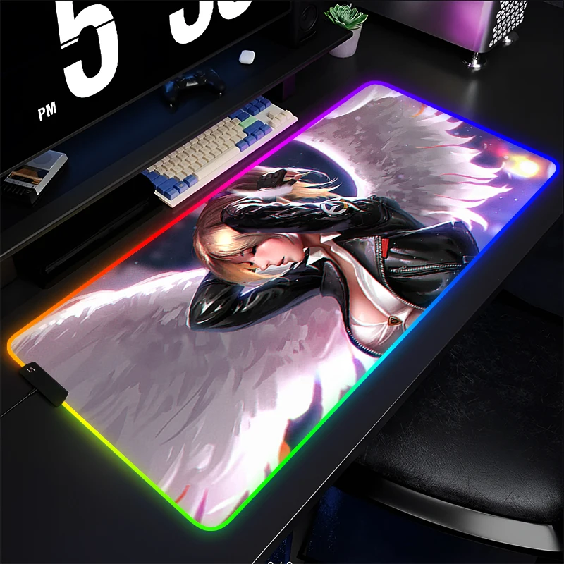 

Gaming Mouse Pad Anime LED PC Computer Overwatch Mercy Gamer Desk Mat RGB Laptop Kawaii Mousepad Anime Sexy Girl Keyboard Pad
